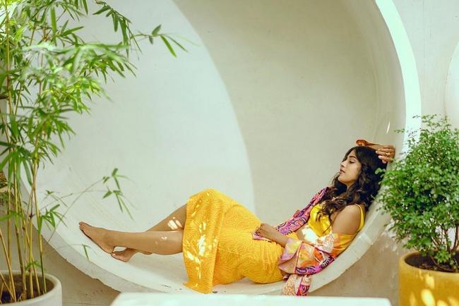 Chandini Chowdary Ravishing Images In Yellow Dress