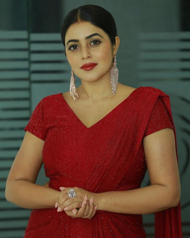 Poorna Latest Photoshoot in Red Saree
