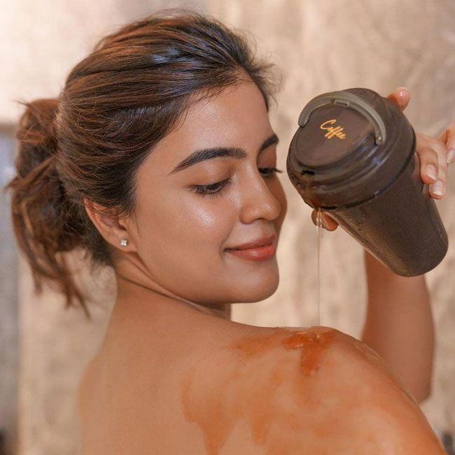 Amritha Aiyer Enjoying Her Bath With Coffee Body Wash
