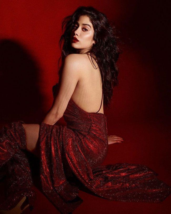 Jahnvi Kapoor Ravishing Clicks In Red Desigher Outfit