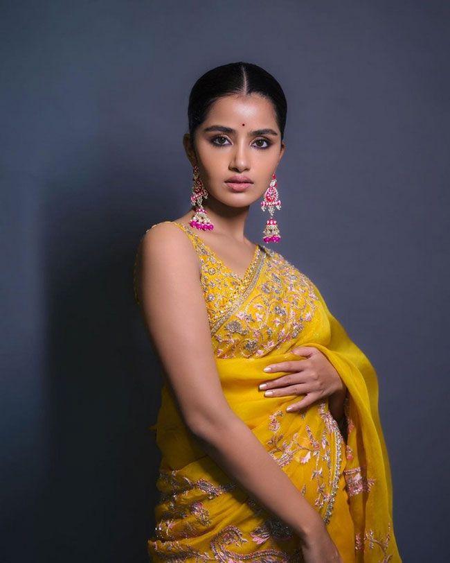 Anupama Prameswaran Looks Beautiful In Yellow Saree