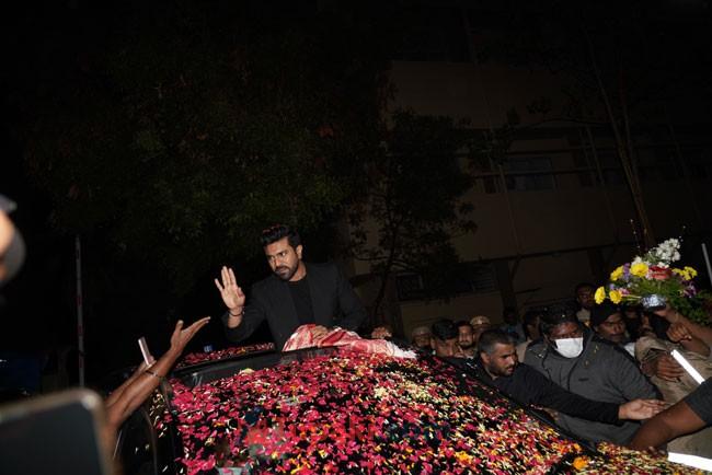 Midnight Ram Charan Arrived In Hyderabad