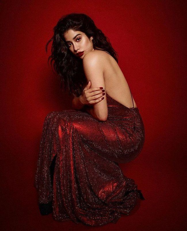Jahnvi Kapoor Ravishing Clicks In Red Desigher Outfit