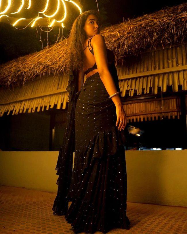 Shivathmika Rajashekar Looking Gorgeous In Black Saree