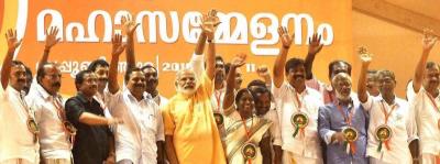 Prime Minister Modi at an election rally in Kochi. Credit: PTI
