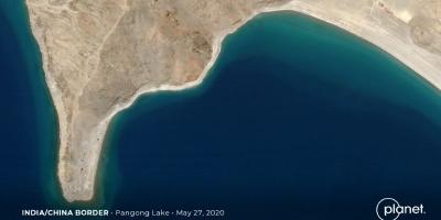 Build up at the Line of Actual Control between China and India is seen in this handout satellite image of Pangong Lake courtesy of Planet Labs taken May 27, 2020. Photo: Planet Labs/Handout via Reuters/Files