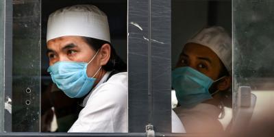 Members of the Tablighi Jamaat leave from LNJP Hospital to a quarantine centre. Photo: PTI/Files