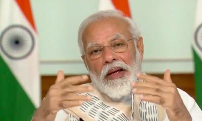PM Narendra Modi during his address on June 16. Photo: Live screengrab