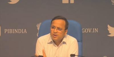 Health ministry joint secretary Lav Agarwal, the Government of India's public face for the COVID-19 crisis, at the daily press briefing on April 11, 20120.