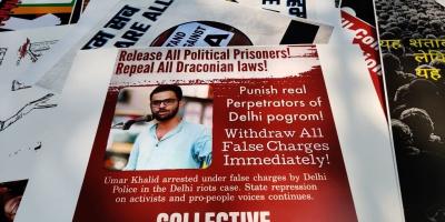 A poster urging for the release of Umar Khalid. Photo: Ismat Ara