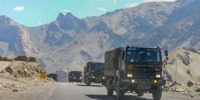 Army trucks move towards the LAC in eastern Ladakh, amid the prolonged India-China stand off, September 12, 2020. Photo: PTI