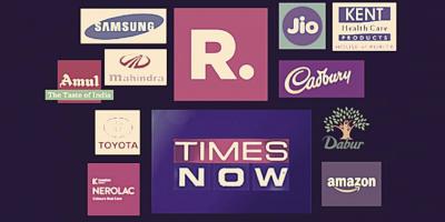 The logos of two news channels and some of the brands that sponsor them. Illustration: The Wire