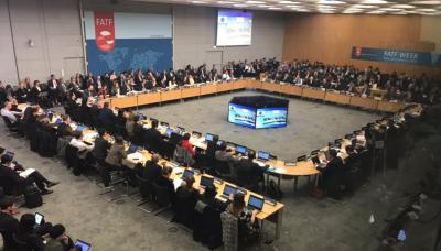 The FATF plenary in Paris, on February 19. Photo: Twitter/@FATFNews

