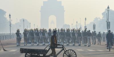 Rehearsals for the 2020 Republic Day parade on Rajpath. Photo: PTI