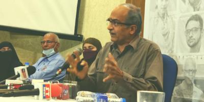 Supreme court lawyer Prashant Bhushan speaking at Concerned Citizens Collective conference in New Delhi on Friday, February 26. Photo: Ismat Ara.