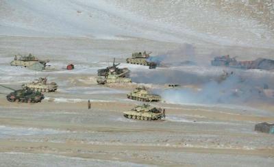 Indian and Chinese troops and tanks disengage from the banks of Pangong lake area in Eastern Ladakh where they had been deployed opposite each other for almost ten months now. Photo: PTI/Indian Army handout