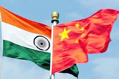 Flags of India and China Photo: PTI