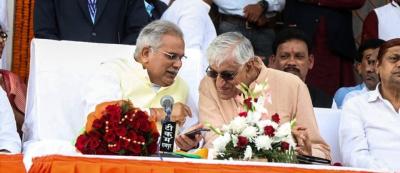 Bhupesh Baghel and T.S. Singhdeo. Photo: tssinghdeosurguja/Facebook