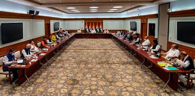  Prime Minister Narendra Modi during an all-party meeting with various political leaders from Jammu and Kashmir, in Delhi. Photo: PTI