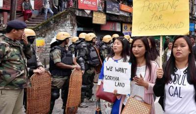 Protesters rally on the streets of Darjeeling demanding Gorkhaland. Photo: PTI/File