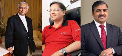 L to R: Naresh Goyal of Jet Airways, Ajay Singh of SpiceJet, and former chief of GAIL India. Illustration: The Wire/Facebook. 
