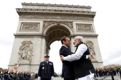 File photo of French President Emmanuel Macron and Prime Minister Narendra Modi. Photo: Reuters,