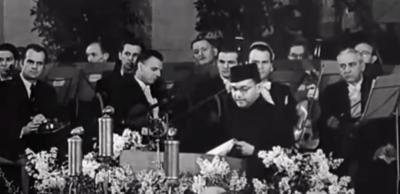 Netaji speaks at the inauguration of the Germany-Indian Society at Hamburg,  Sept. 11, 1942. The Jana Gana Mana was formally introduced as the national anthem at this conference. Photo: YouTube screenshot