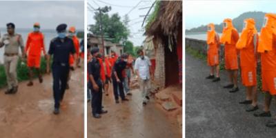 Images tweeted by the NDRF showing personnel evacuating villagers from the Odisha coast and patrolling ahead of Cyclone Gulab's landfall. Photo: Twitter/@NDRFHQ
