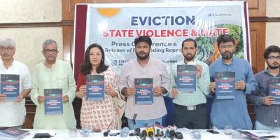 The members of the fact-finding team with the report on the September 21 Assam eviction drive and the brutal violence during it, in New Delhi. Photo: By arrangement.  