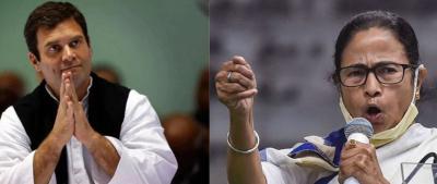 Rahul Gandhi (left) and Mamata Banerjee (right). Photo: PTI.