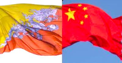 The national flags of Bhutan and China. Photos: Wikimedia Commons