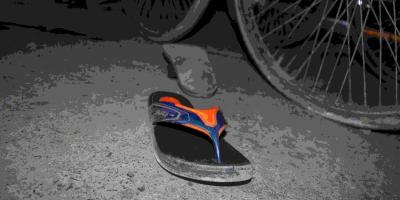 The slipper of a vendor killed in Srinagar. Photo: Faizan Meer