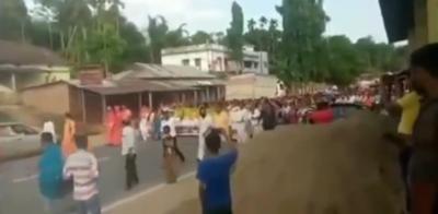 Screengrab from a video showing a rally in Tripura. 