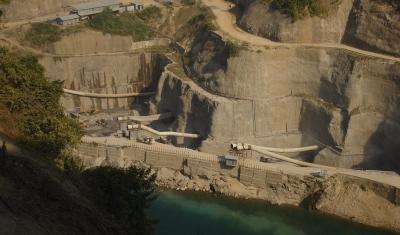Construction site of the 2,000 MW Lower Subansiri Hydro Power Project, being built at Gerukamukh in Arunachal Pradesh. Photo: Amarjyoti Borah