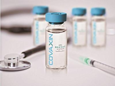 In this illustrative photograph, vials labelled ‘Covaxin’ rest on a table. Photo: Reuters