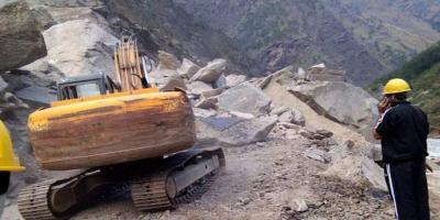Mountainsides being blasted off and cleared to make way for the Char Dham highway. Photo: PTI