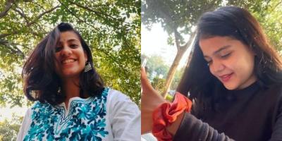 Reporters Swarna Jha and Samriddhi Sakunia. Photo: Twitter/@jha_swarnaa and @Samriddhi0809