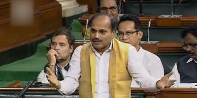 Congress leader Adhir Ranjan Chowdhury speaks in the Lok Sabha during the Winter Session of Parliament, in New Delhi, Wednesday, Dec. 4, 2019. Photo: PTI