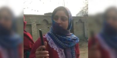 Video screengrab showing the daughter questioning authorities' claims that those slain in the encounter were militants. Photo: Twitter/@JKUTNEWS1