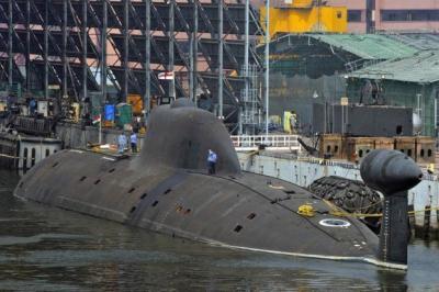 A file photo of INS Arihant submarine at the naval warehouse in Visakhapatnam. Credit: Reuters