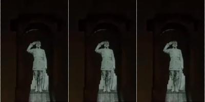 The hologram of Subhas Chandra Bose unveiled by Prime Minister Narendra Modi on January 23, 2022. Source: YouTube screenshot/PIB