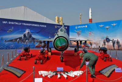 A scene from DefExpo 2020 in Lucknow. Photo: Reuters/File