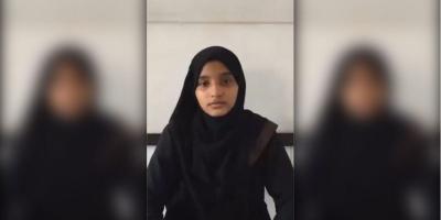 Hiba Sheik, the student in question, in a video addressing the situation. Photo: Twitter Screengrab/ sheik_hiba