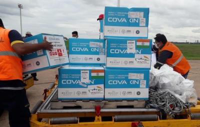 A photograph tweeted by S. Jaishankar, showing Covaxin being sent to Paraguay. Photo: Twitter/@DrSJaishankar