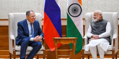 Prime Minister Narendra Modi with Russian Foreign Minister Sergey Lavrov, during their meeting in New Delhi. Photo: PTI. 