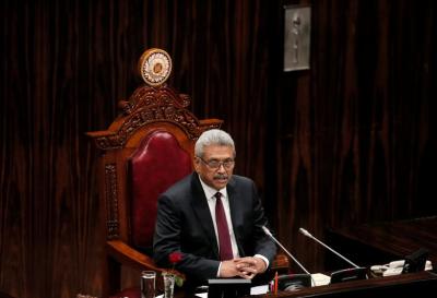 Sri Lanka's President Gotabaya Rajapaksa presents the new government's policy statement during the inaugural session of the new Parliament in Colombo, Sri Lanka, August 20, 2020. REUTERS/Dinuka Liyanawatte/Files