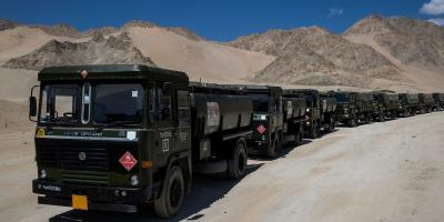 Military tankers carrying fuel move towards forward areas in the Ladakh region, September 15, 2020. Photo: Reuters/Danish Siddiqui
