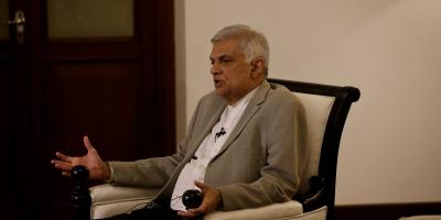 Sri Lanka's Prime Minister Ranil Wickremesinghe gestures as he speaks during an interview with Reuters at his office in Colombo, Sri Lanka, May 24, 2022. Photo: Reuters/Adnan Abidi