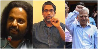 Rona Wilson, Hany Babu and Varavara Rao. Collage: The Wire