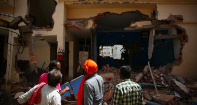Javed Mohammad's house being demolished in Uttar Pradesh's Prayagraj. Photo: REUTERS/Ritesh Shukla